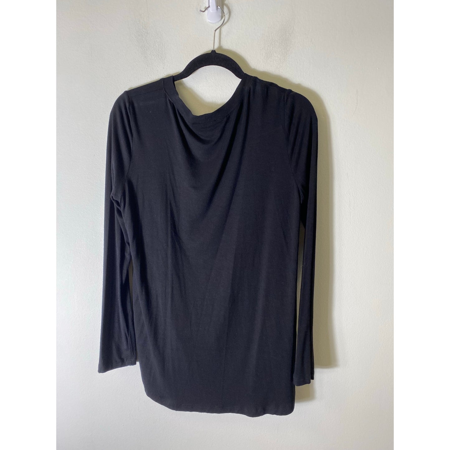 Karen Kane Black Knit Top W White front ruffle sz m