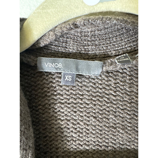 Vince Brown Half Sleeve Knit Cardigan Sweater Sz XS