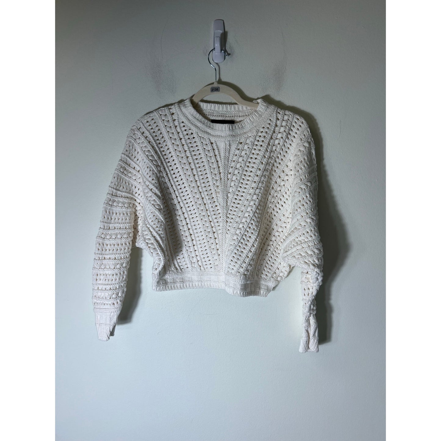 Banana Republic Off White Knit Cropped Long Sleeve Sweater Sz S