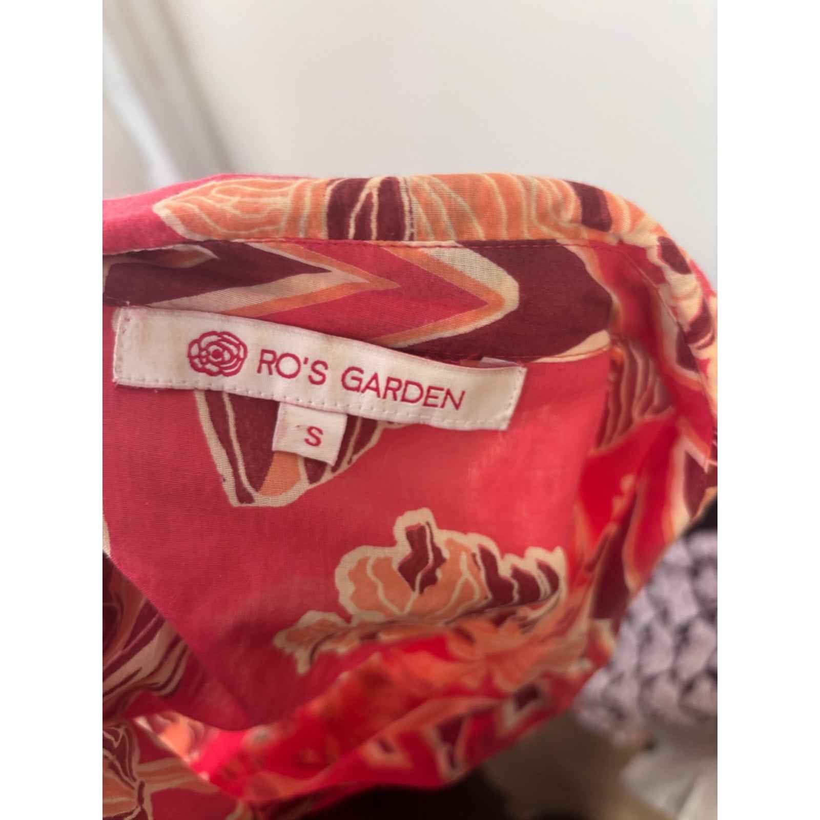 Ro's Garden Pink Floral Long Sleeve Mini Dress Sz S