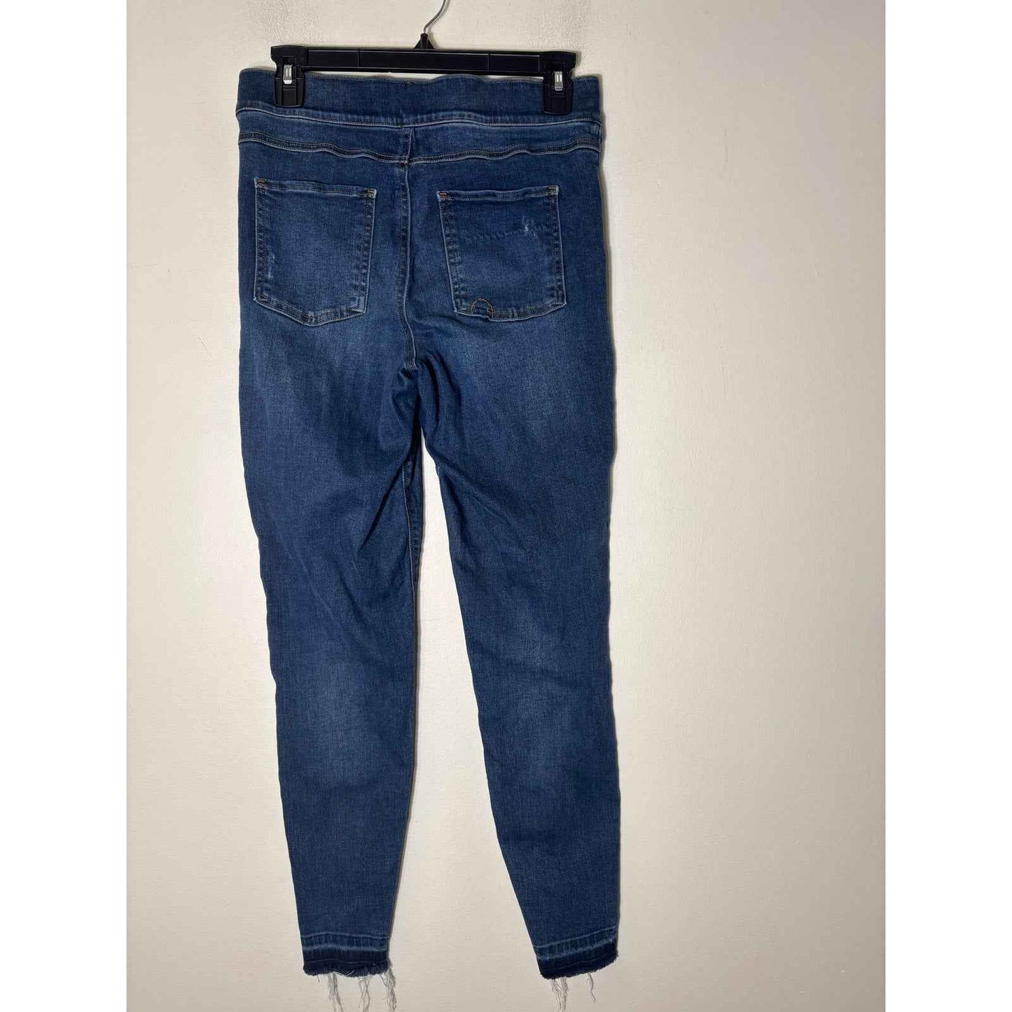 Spanx Blue Pull On Denim Distressed Jeans Sz M