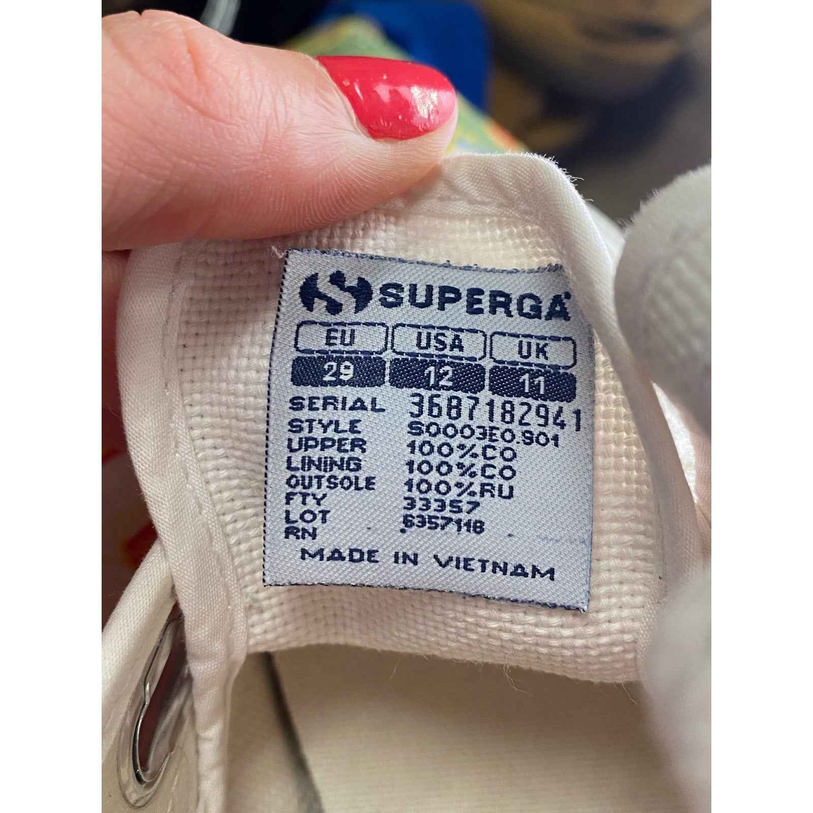 Girls Superga White Tennis Shoes Sz 29