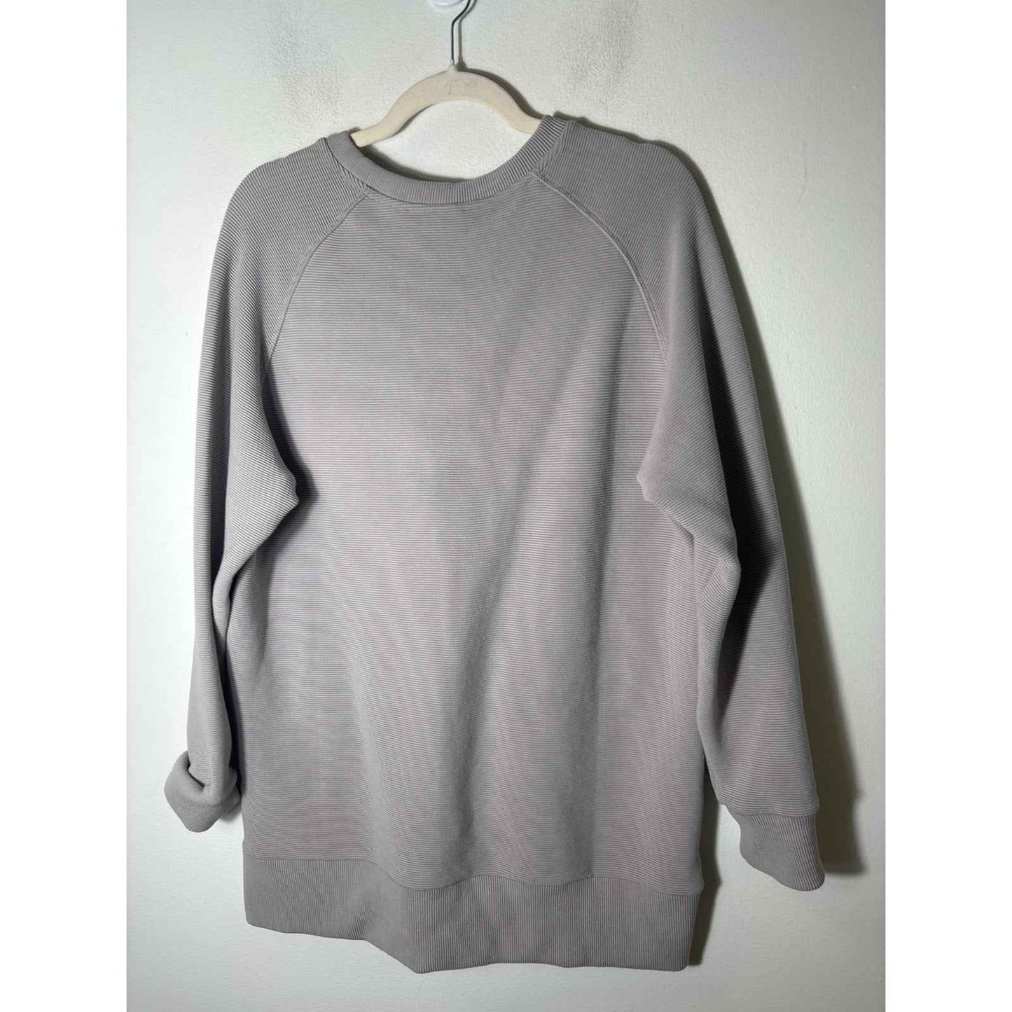 Varley Gray Ribbed Long Sleeve Cotton Blend Shirt with Side Zip Sz M
