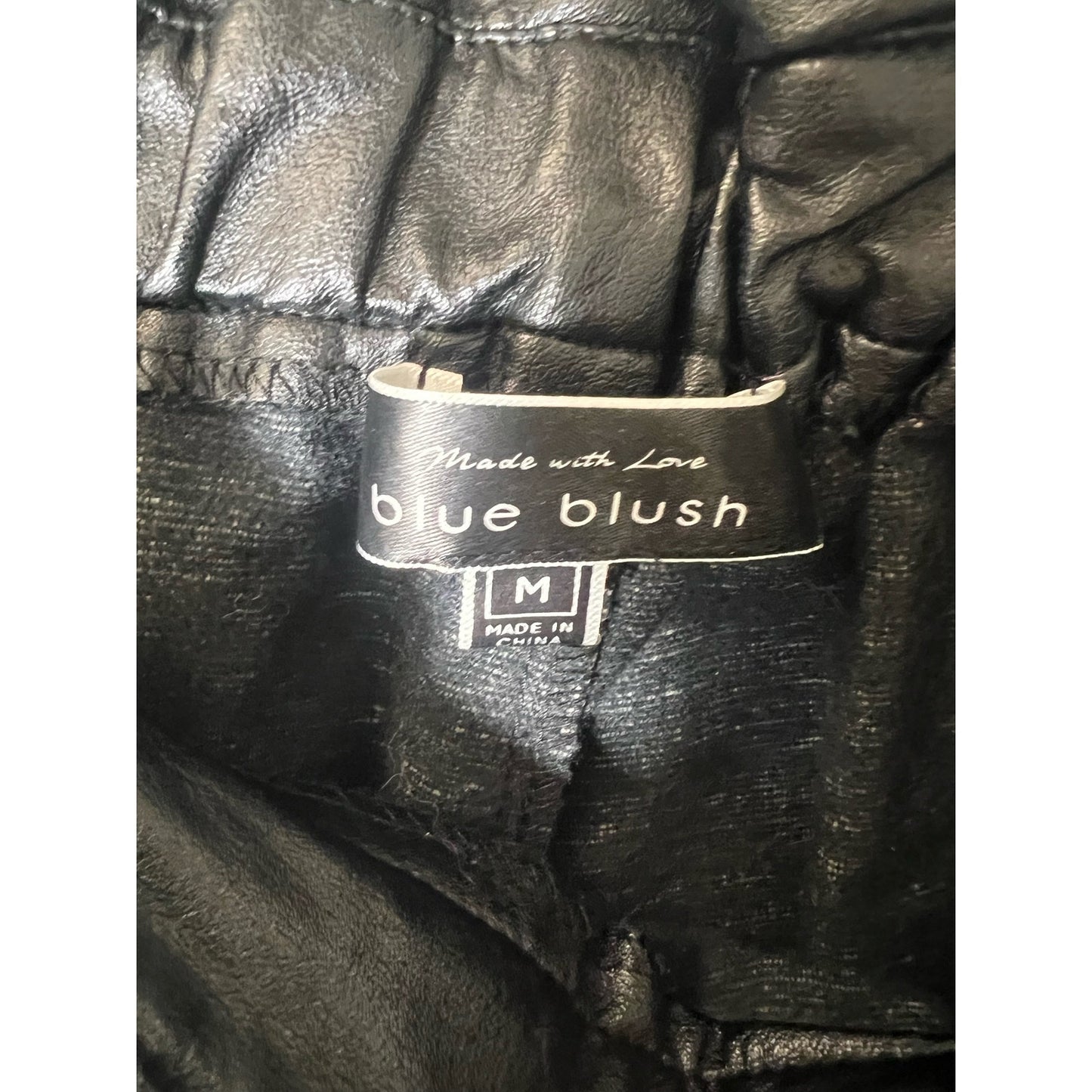 Blue Blush Black Faux Leather Skort Sz M