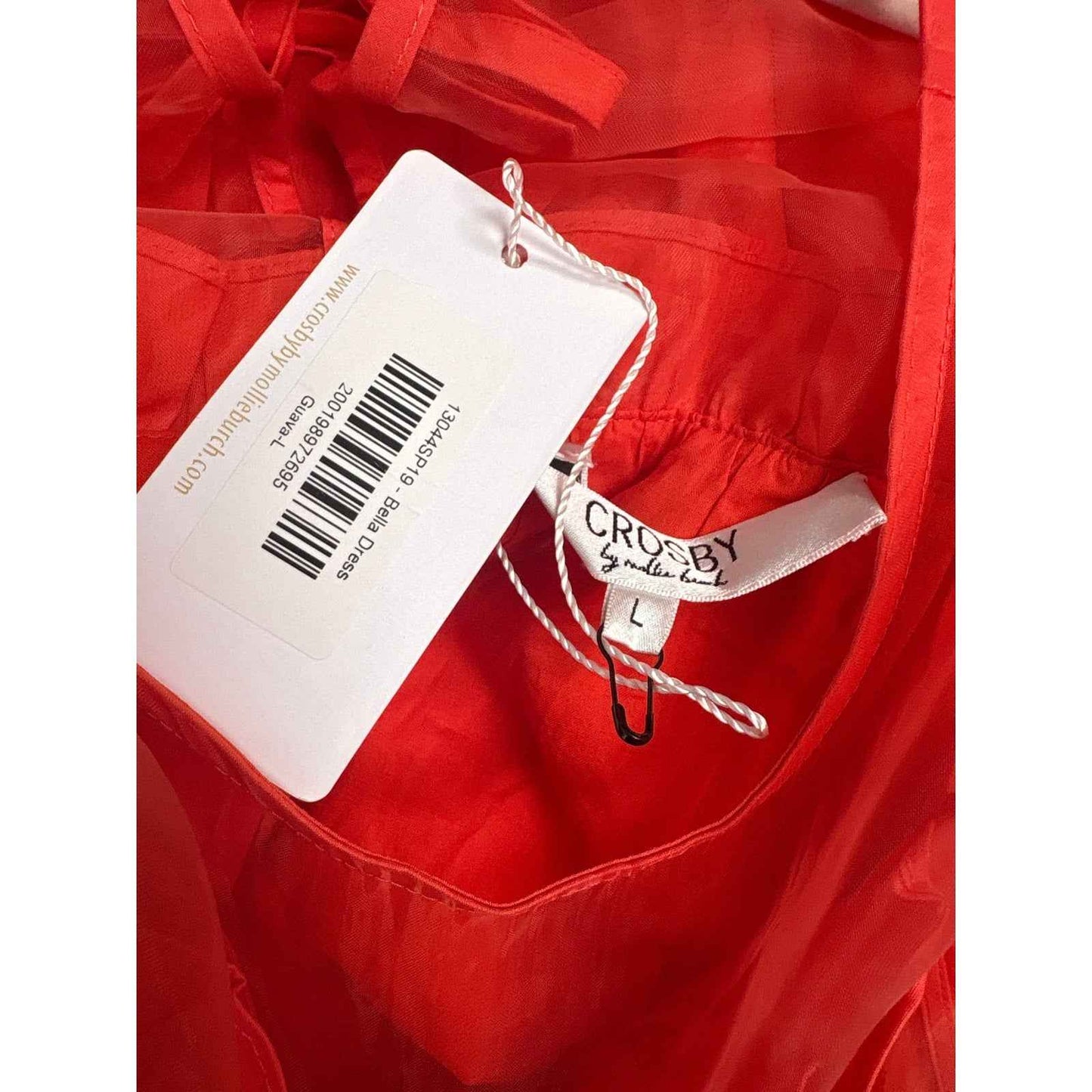 NWT Crosby by Mollie Birch Guava/Orange "Bella" Dress Sz L
