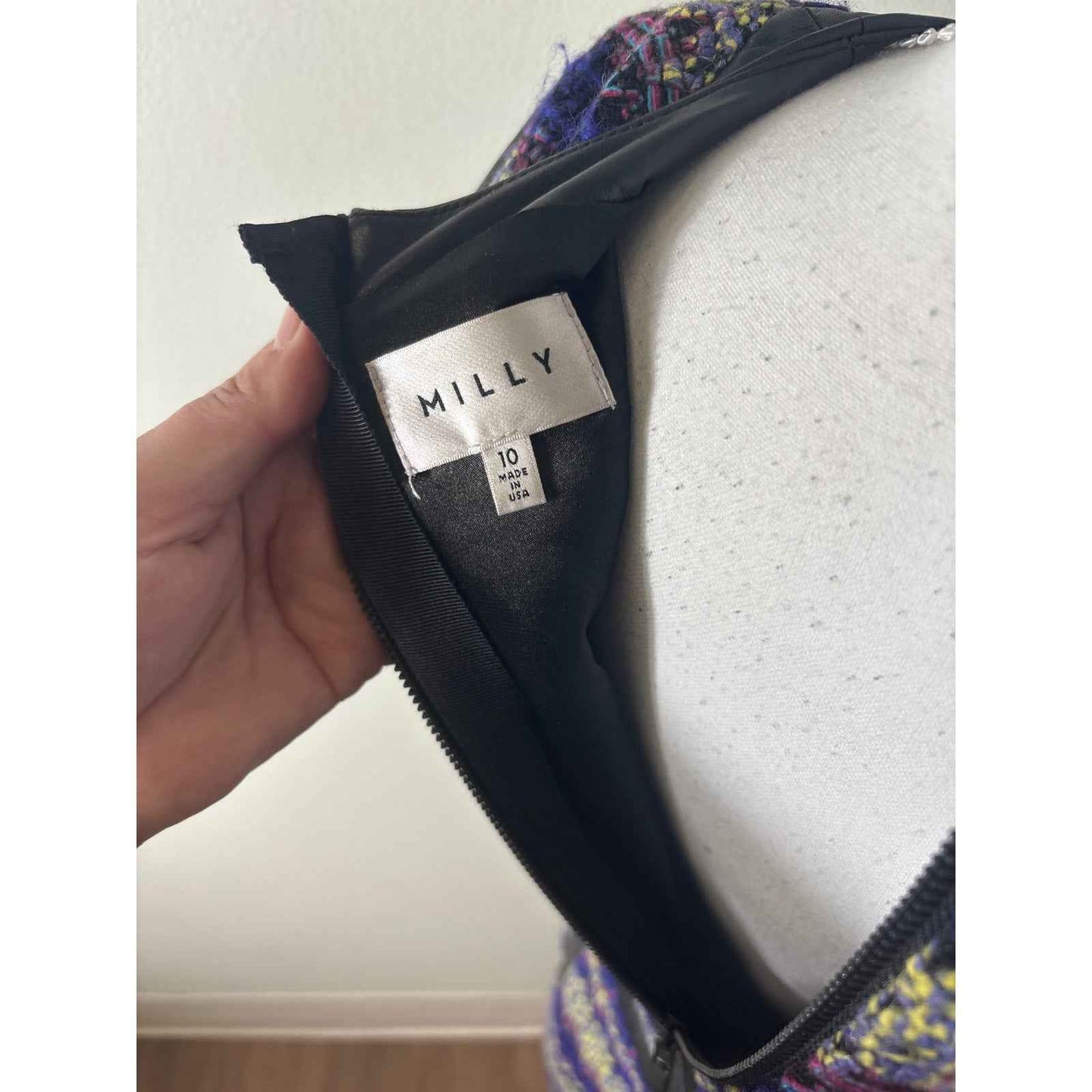 Milly Purple Mixed Media Sleeveless Knee Length Sheath Dress Sz 10