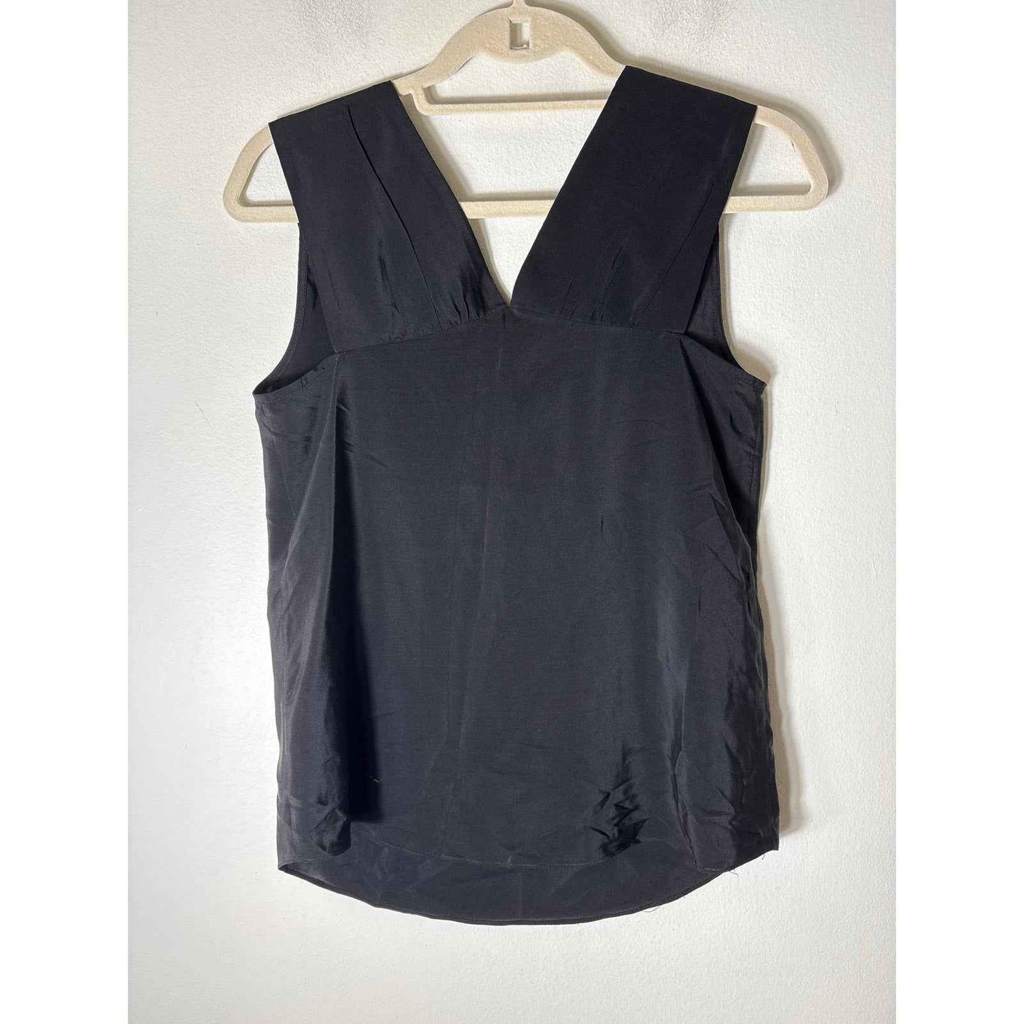 Amanda Uprichard Black Sleeveless Silk V Neck Top Sz S
