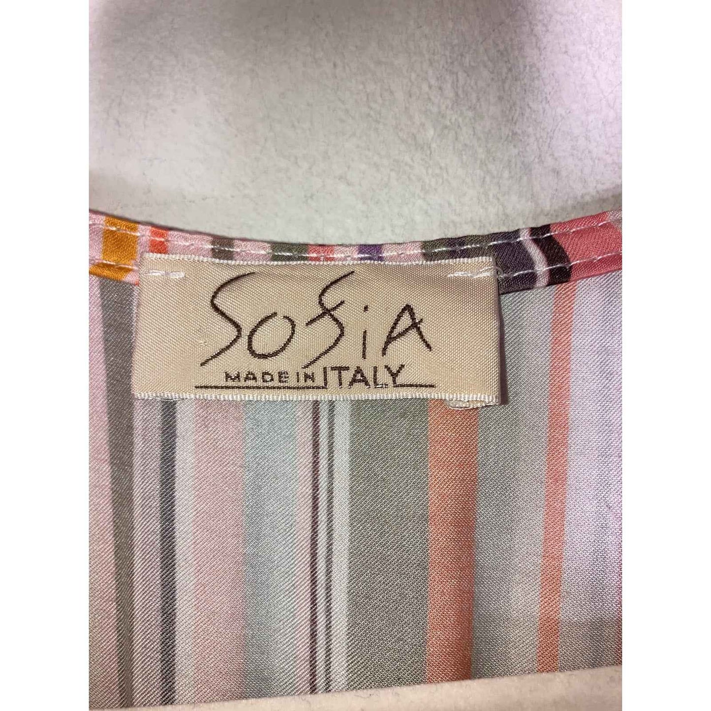 Sophia Made in Italy Orange and Pink Stripe Sleeveless V-Neck Tiered Dress Sz XS