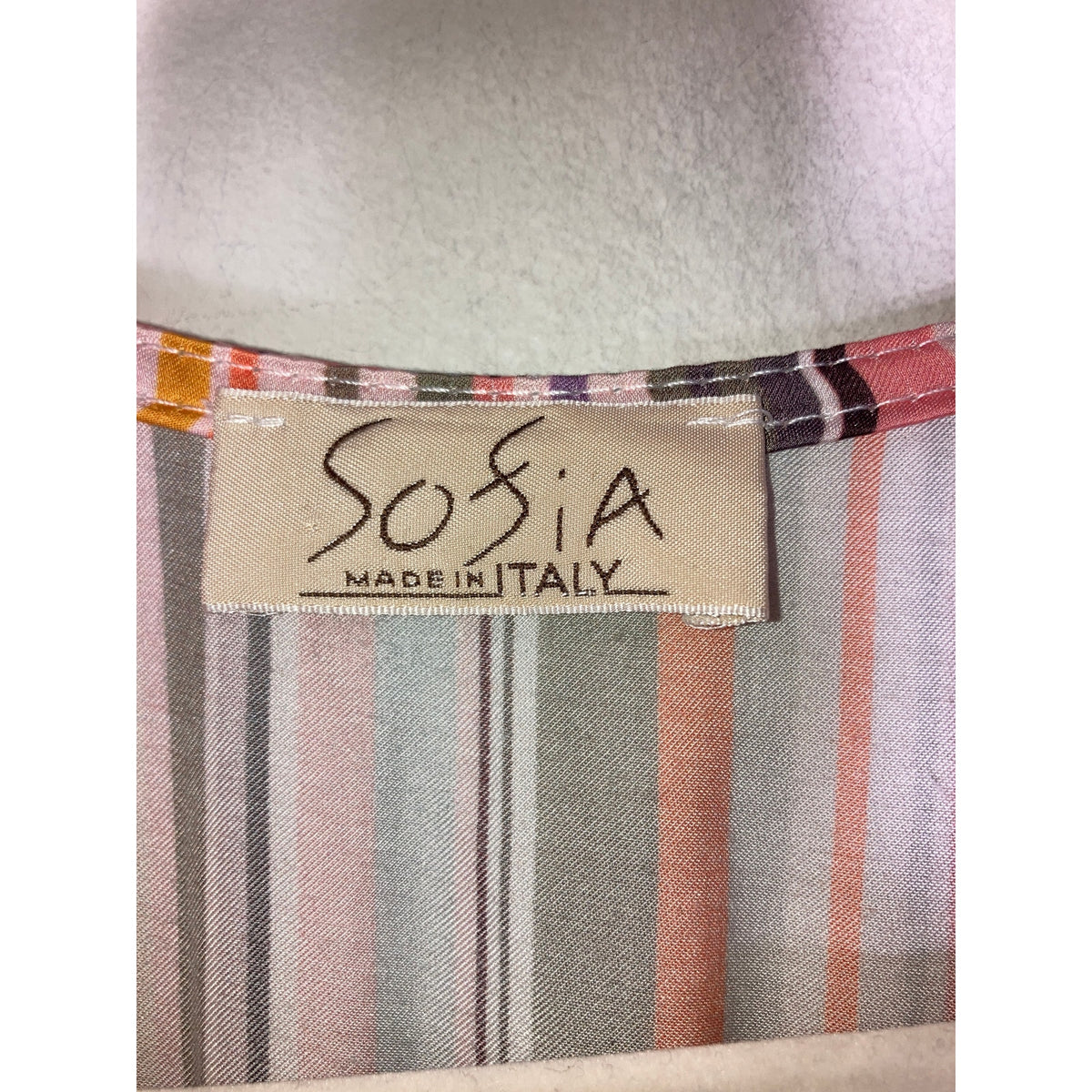 Sophia Made in Italy Orange and Pink Stripe Sleeveless V-Neck Tiered Dress Sz XS