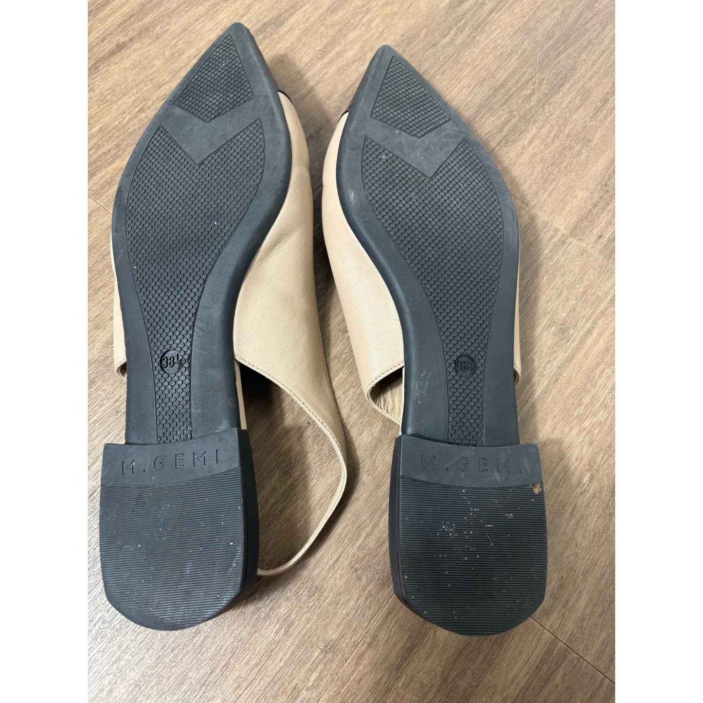 M.Gemi Nude Slingback Flats with Black Patent Toe Sz 38.5 (7.5)
