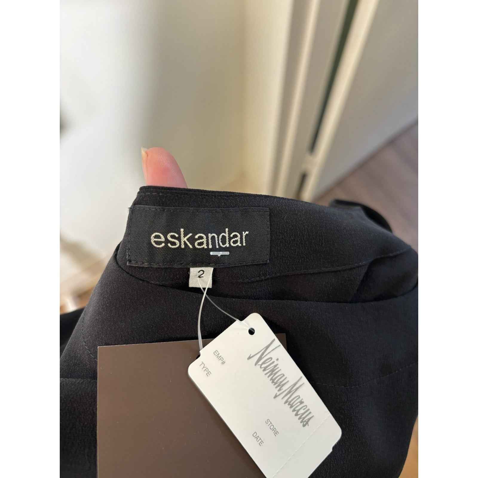 NWT Eskandar Black Sleeveless Knee Length Silk Dress Sz 2