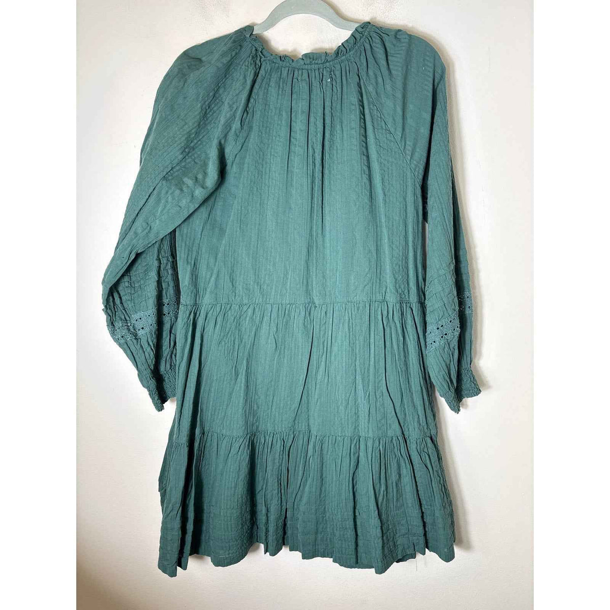 by Anthropologie Dark Green Long Sleeve Cotton Mini Dress Sz S