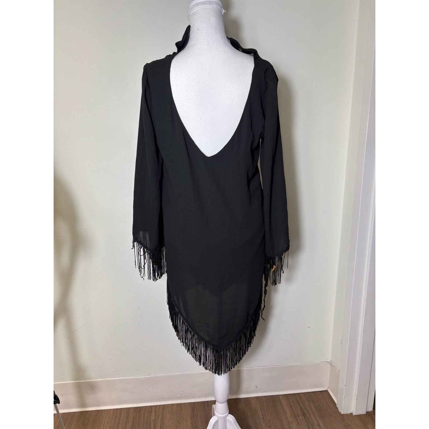 Show Me Your Mumu Black Fringe Mini Dress Sz S