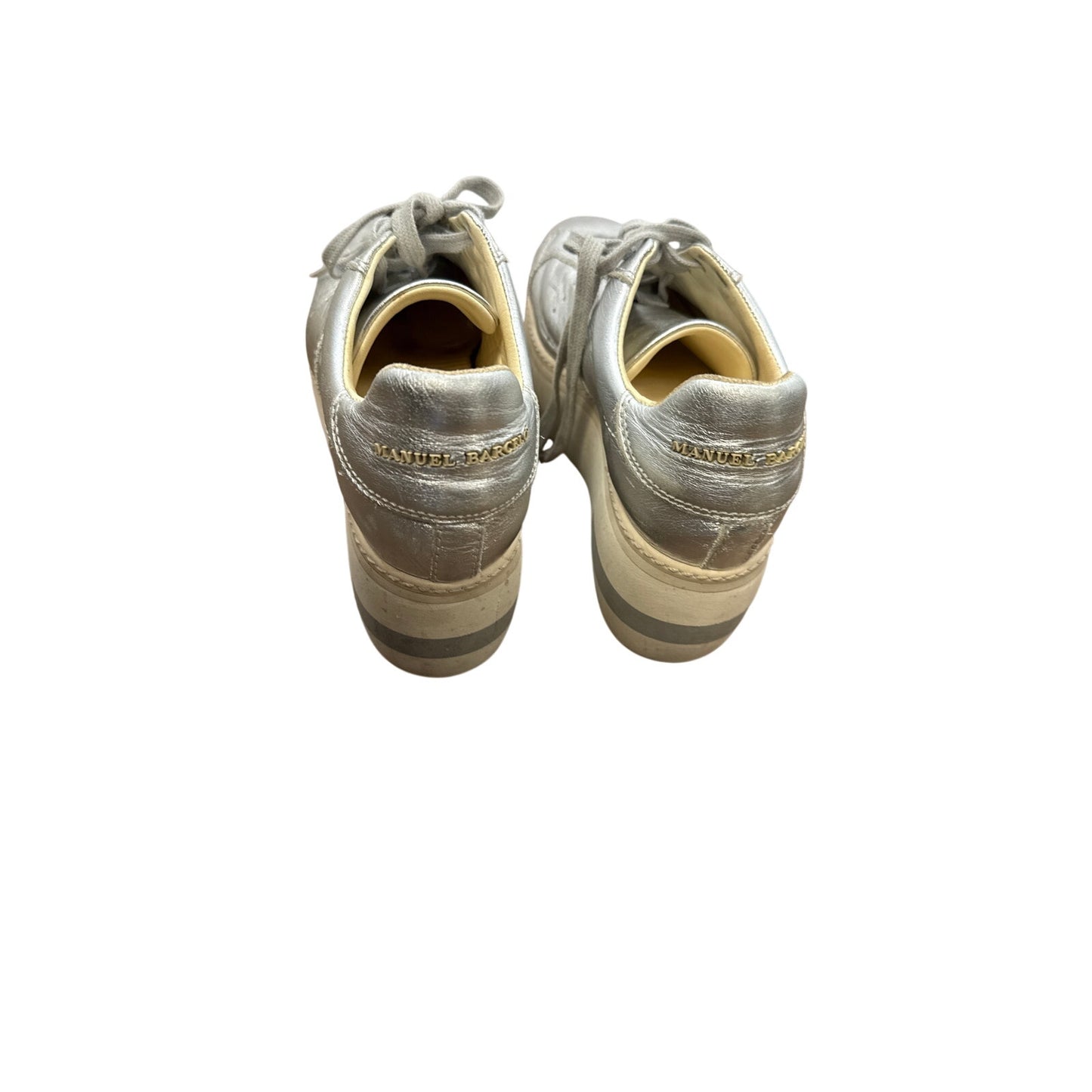 Manuel Barcelo Silver Stacked Tennis Shoes Sz 37 (6.5)