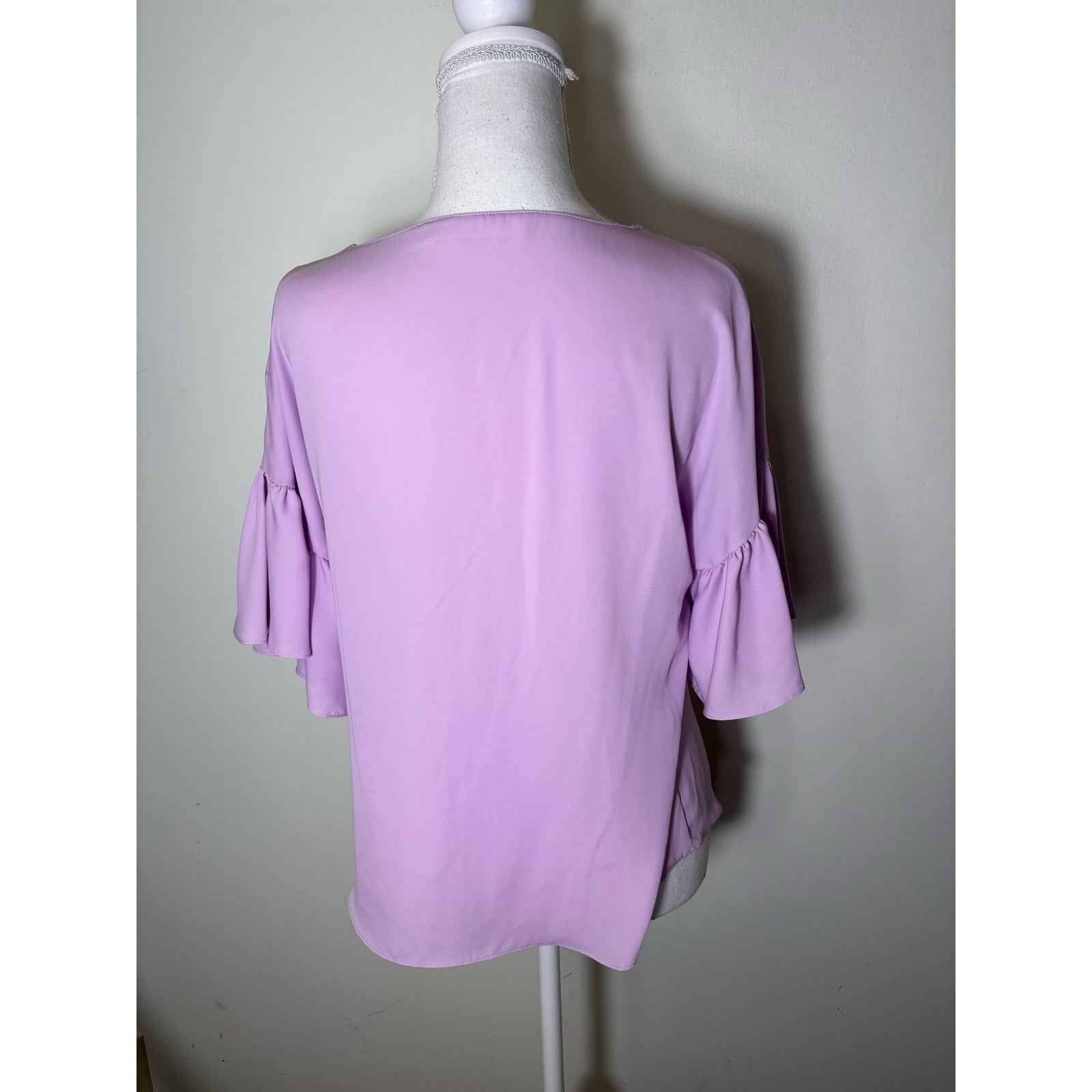 Amanda Uprichard Ruffle Short Sleeve Flowy Lavendar Blouse Sz S