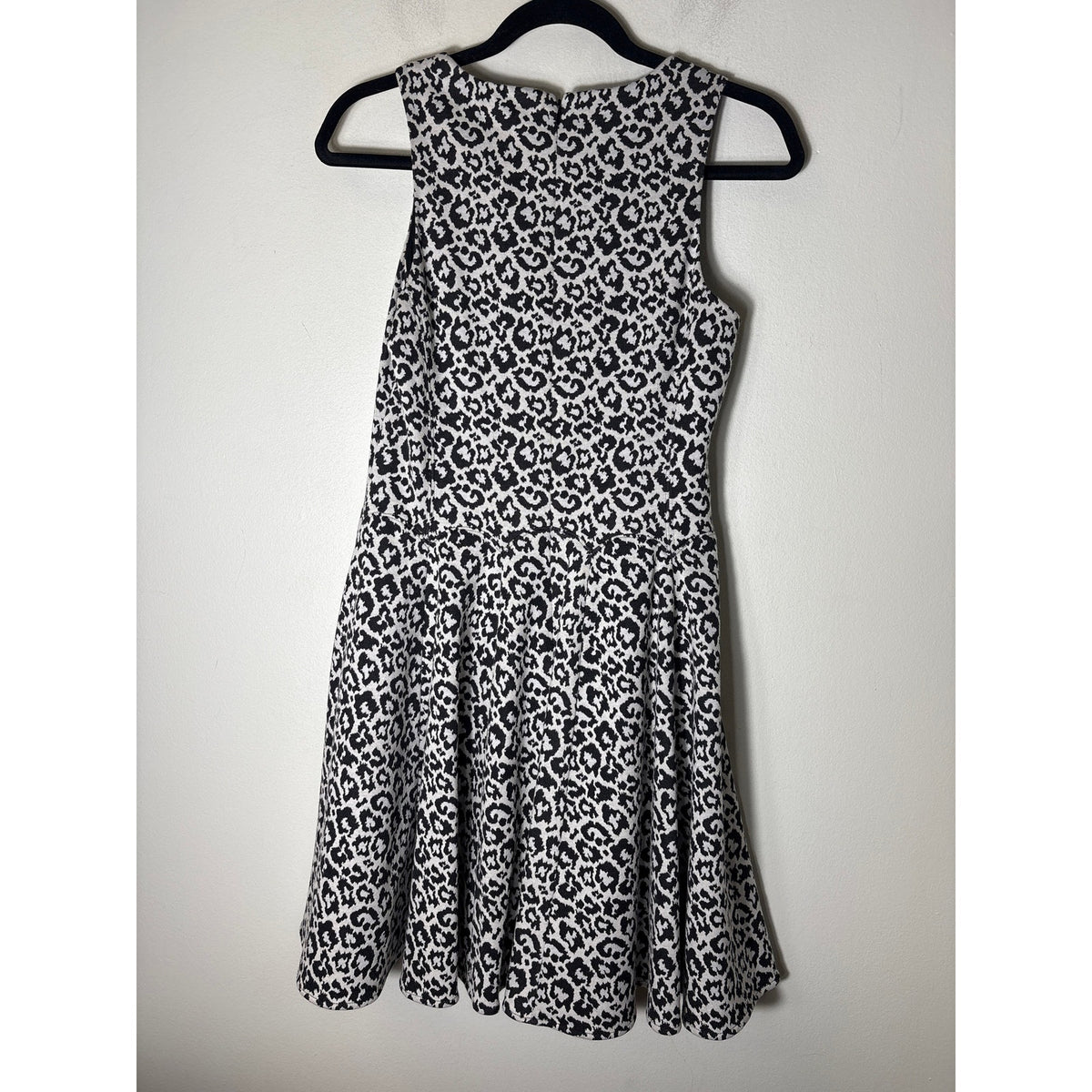 Tibi Black White Cheetah Print Sleeveless A-Line Mini Dress Sz S
