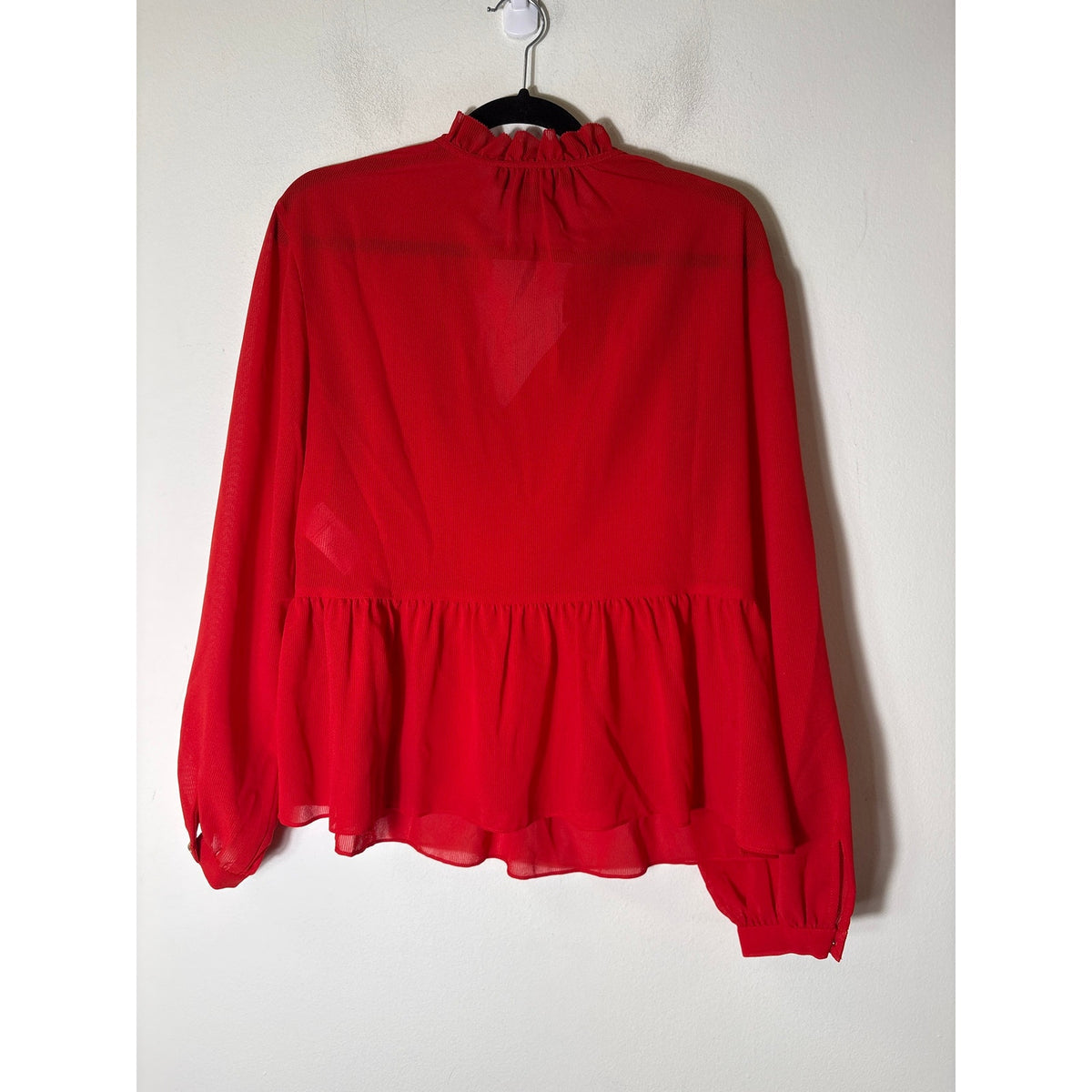 Laundry Red Long Sleeve Sheer V-Neck Shirt Sz S
