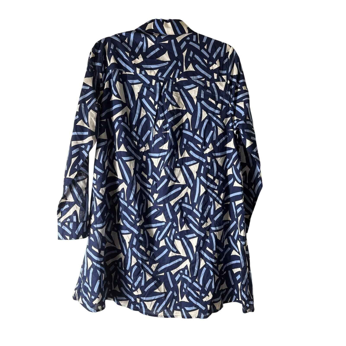 Mudpie Blue White Long Sleeve Cotton A-Line Sz M