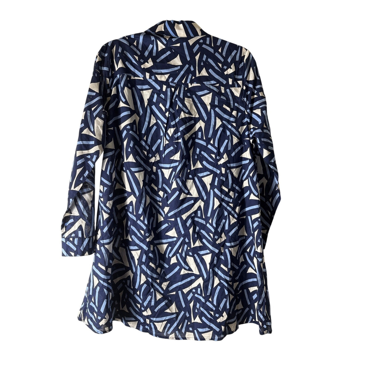 Mudpie Blue White Long Sleeve Cotton A-Line Sz M