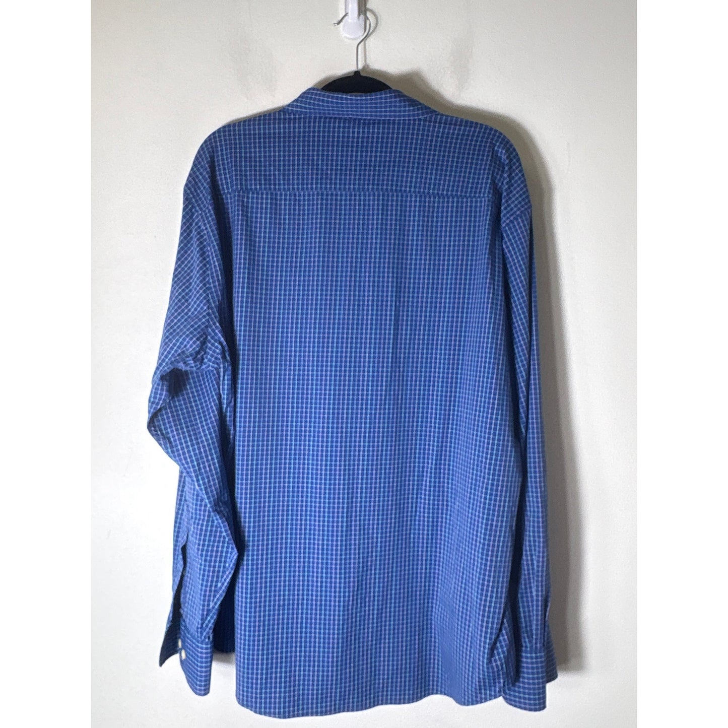 Peter Millar Bright Blue Plaid Long SLeeve Button UP Sz XL