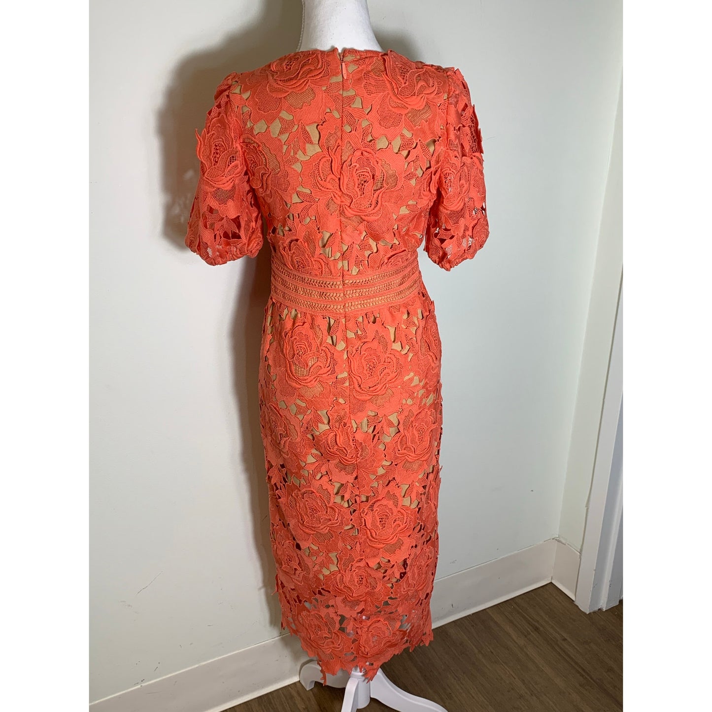 Adelyn Rae Orange Short Sleeve V-Neck Maxi Dress Sz S