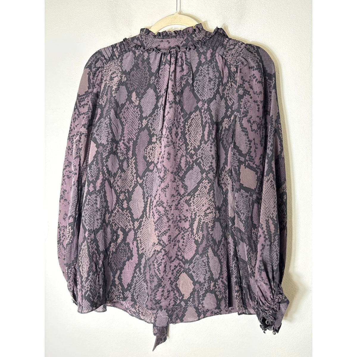 Rebecca Taylor Black Snake Skin Long Sleeve Silk Shirt Sz 8