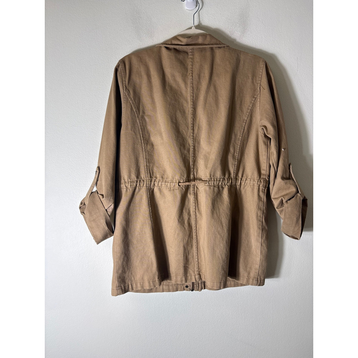 Skies are Blue Tan Long Sleeve Zip Front Utility Jacket Sz M