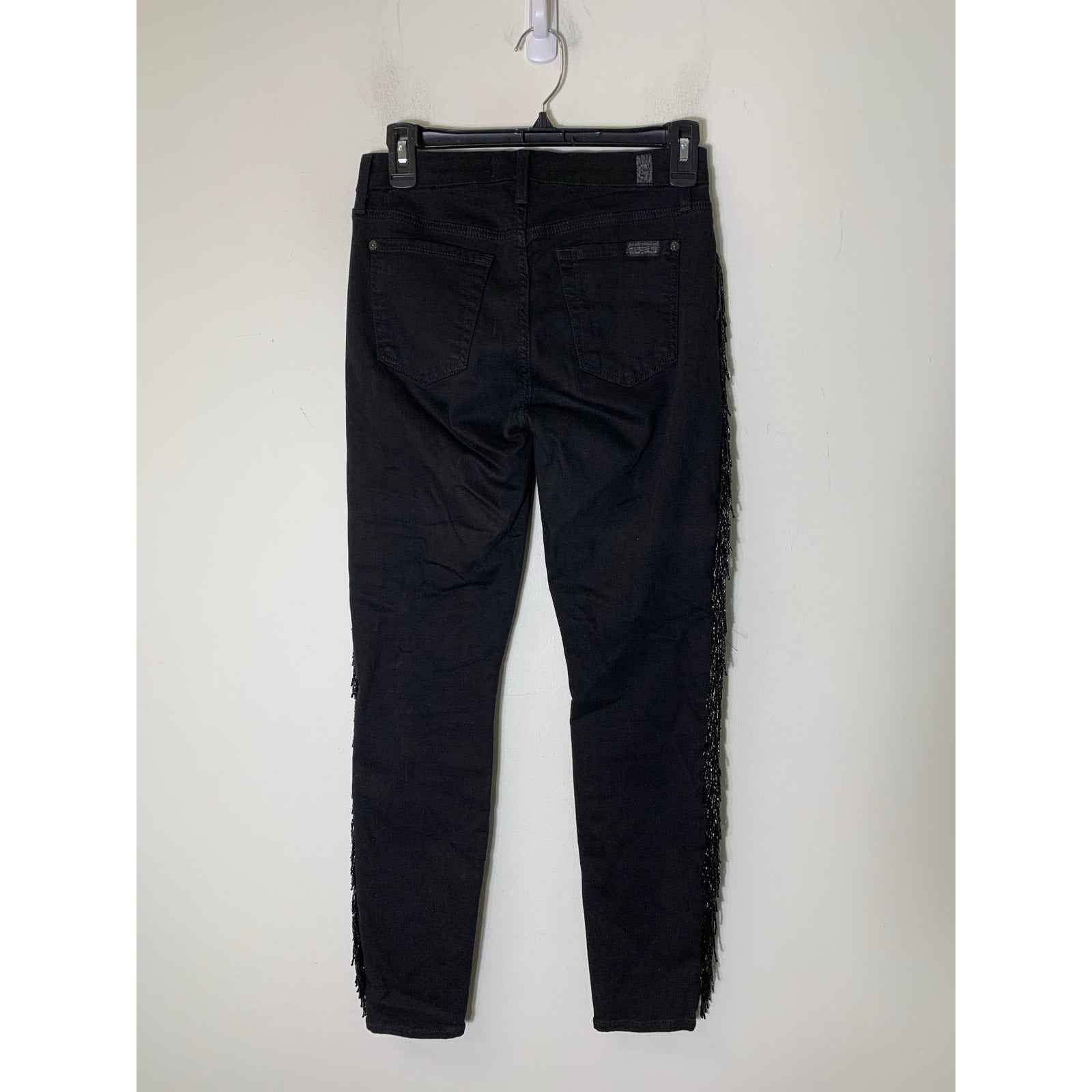7 For All Mankind Black Stretch Skinny Ankle Jeans Sz 26