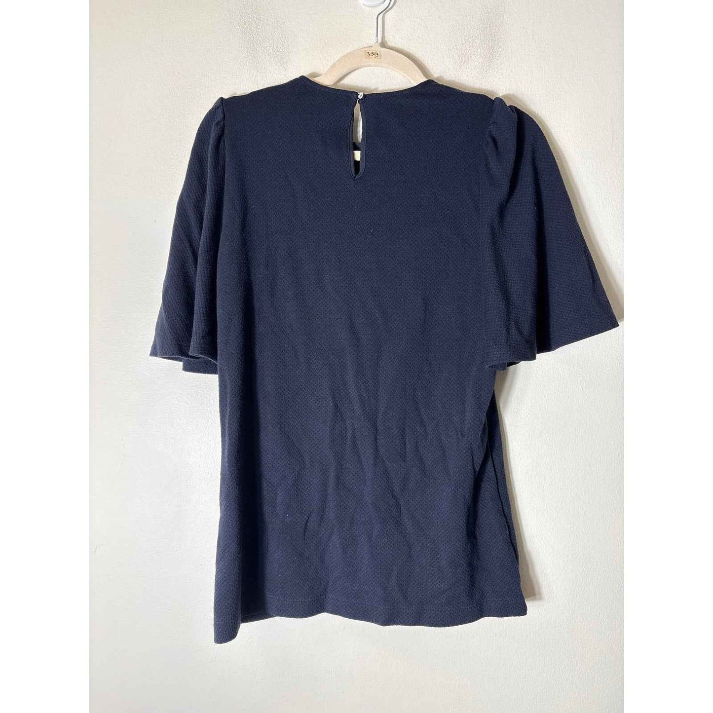 Pearl by Lela Rose Black Half Bell Sleeve Textured Fabric Top Sz M
