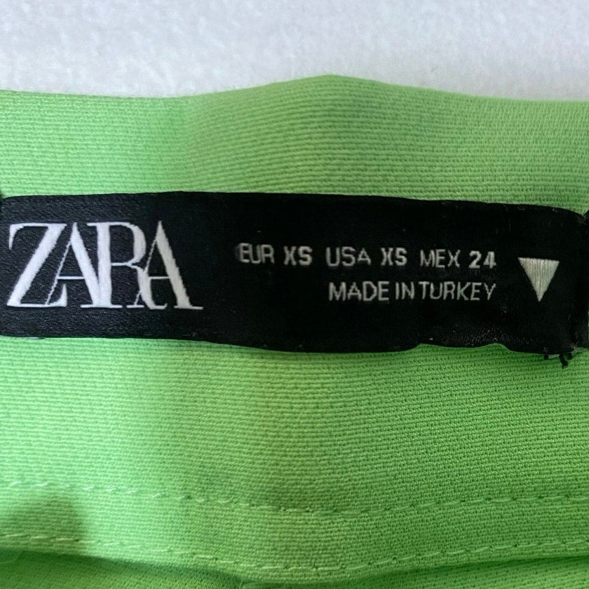 Zara Lime Green Straight Leg Cropped Pants Sz XS
