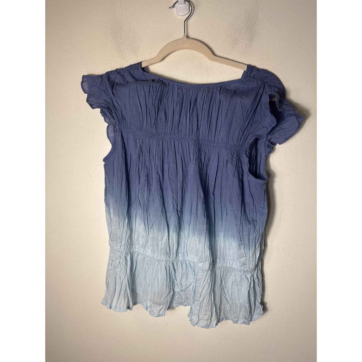 NWT Velvet Blue Ombre Gathered Top Sz L