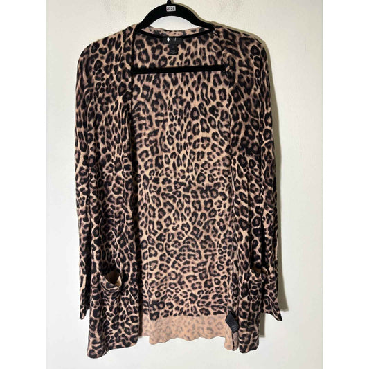 Saks 5th Avenue Long Leopard Print Cardigan Sz L