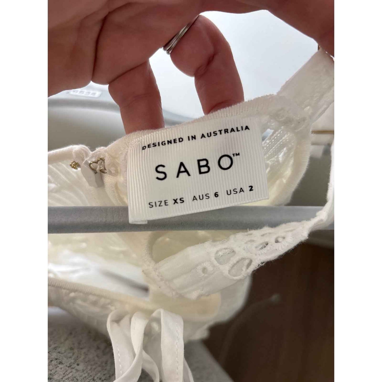 SABO White Mixed Media Eyelet Sleeveless Mini Dress Sz XS