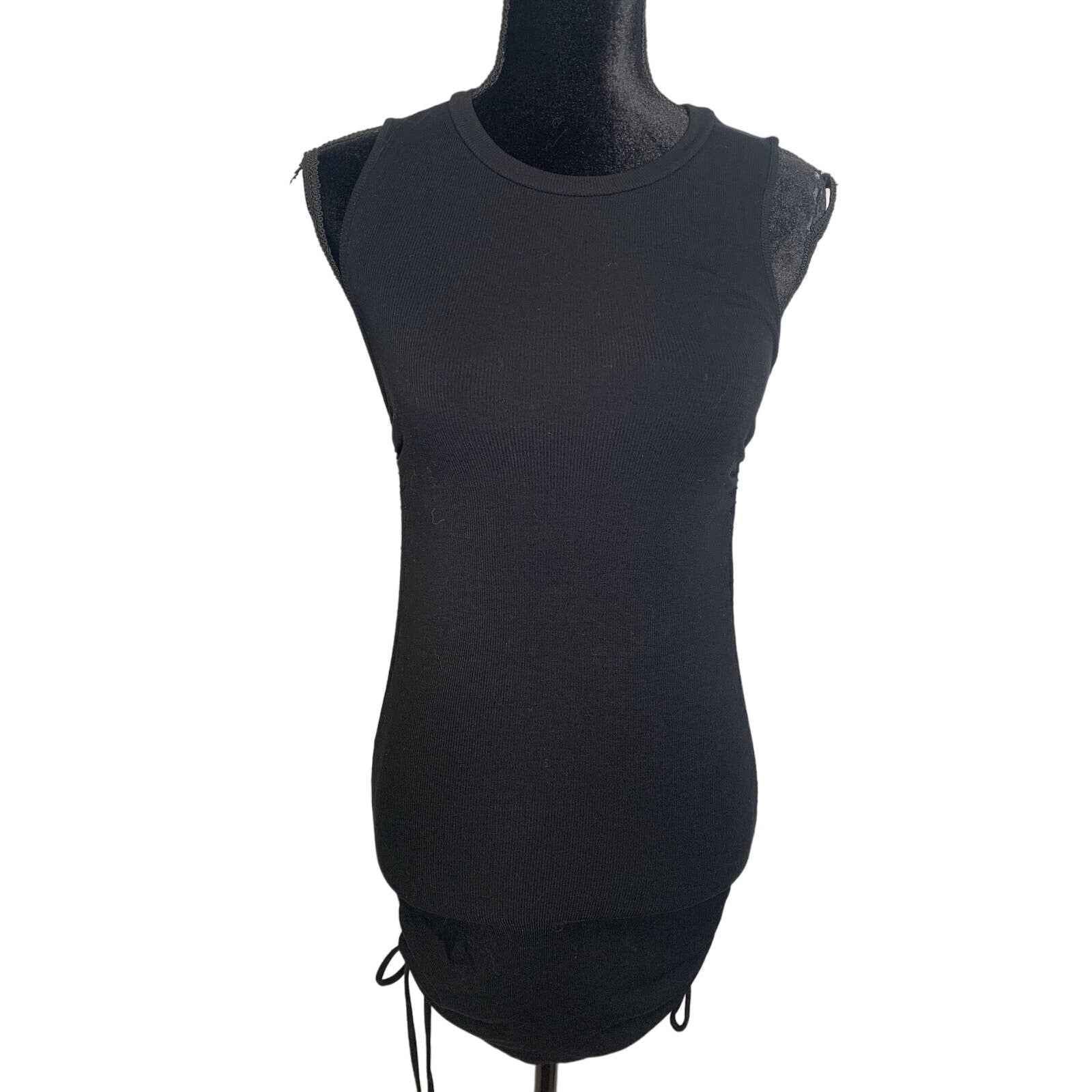 BB Dakota By Steve Madden Black Ribbed Sleeveless Cinched Side Dress Sz S