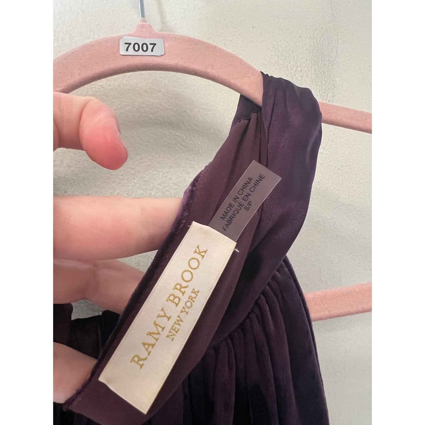 Ramy Brook Purple Velvet Halter Neck Dress Sz S