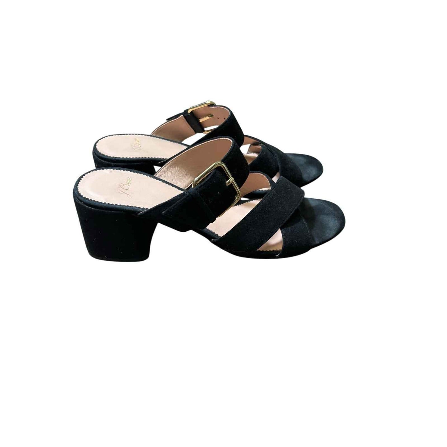 J.Crew Back Suede Criss Cross Gold Buckle Sandals Sz 9.5