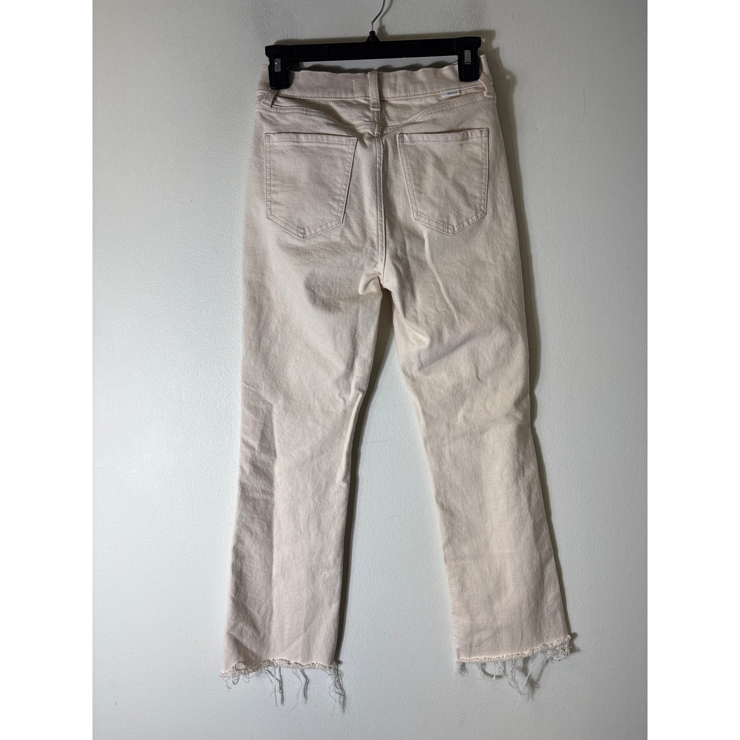Daze Cream High Rise Raw Hemline Denim Sz 25