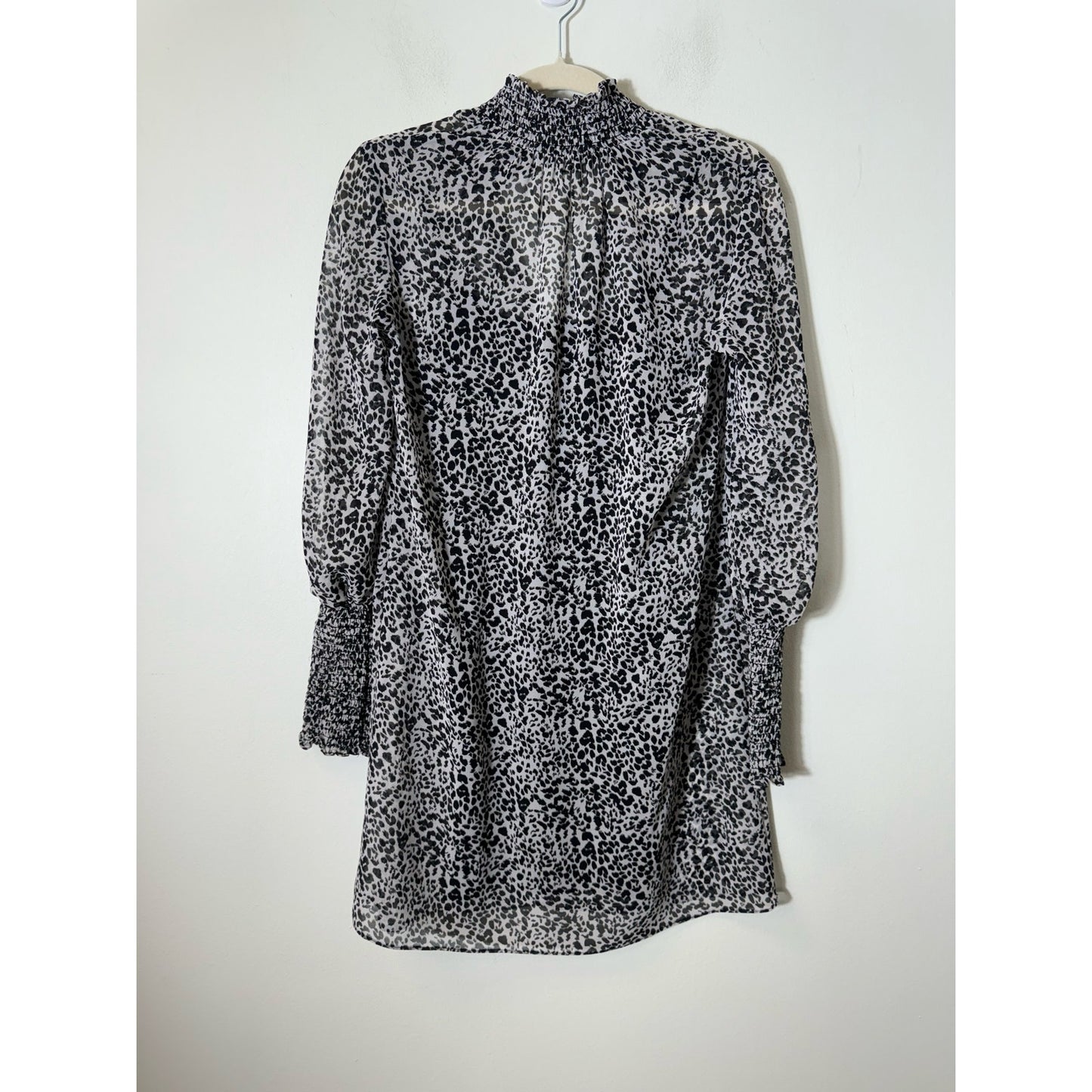 Bailey 44 Gray Leopard Print Long Sleeve Mini Dress Sz 2