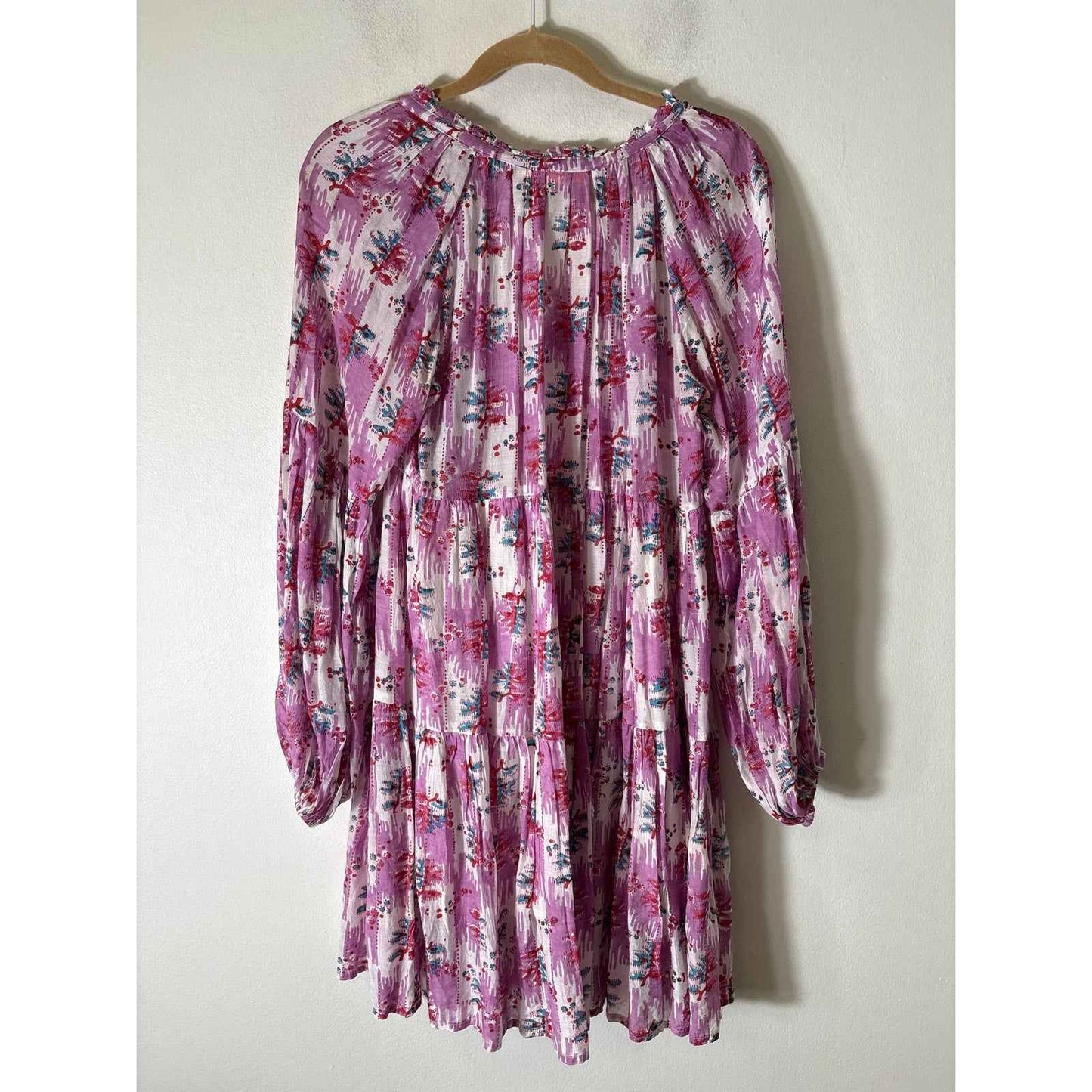 Oliphant Purple Long Sleeve V-Neck knee Length Dress Sz S