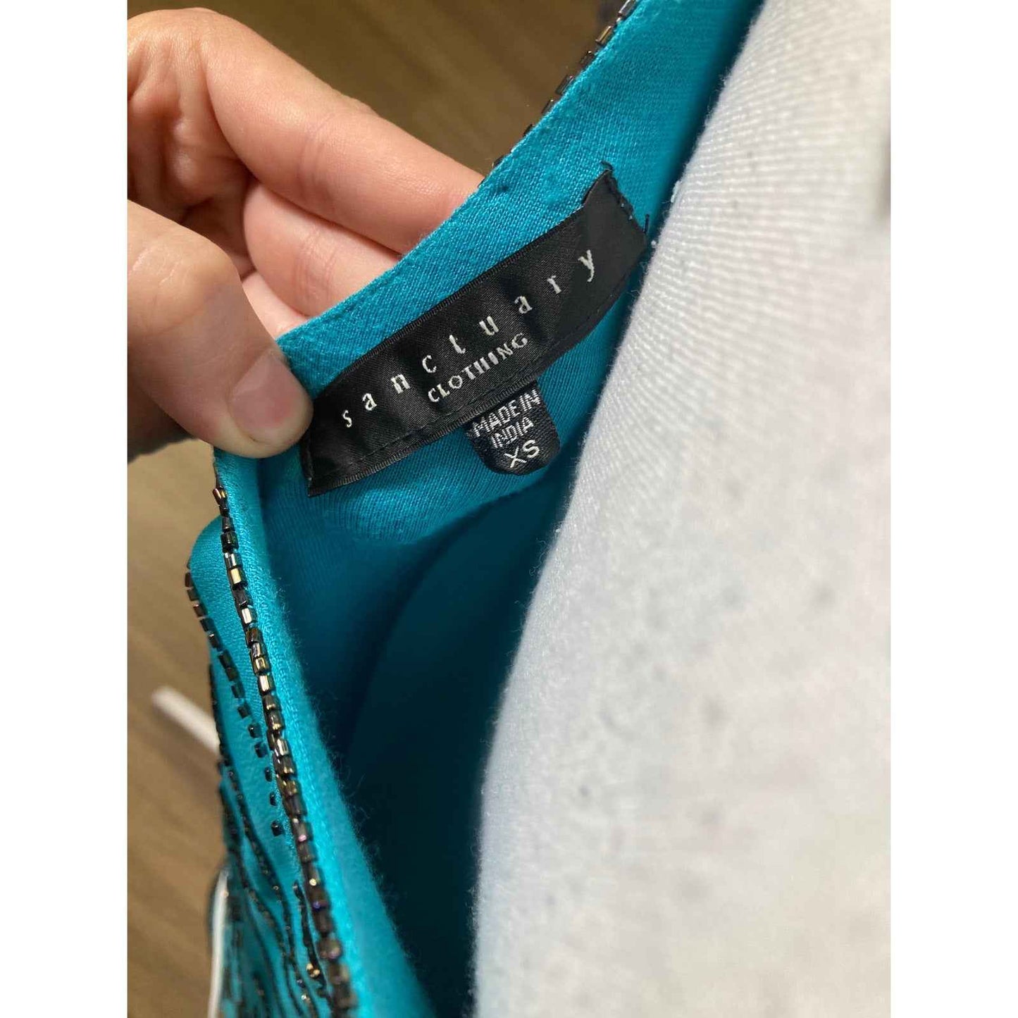 Sanctuary Teal Blue Beaded Low Back Sz XS