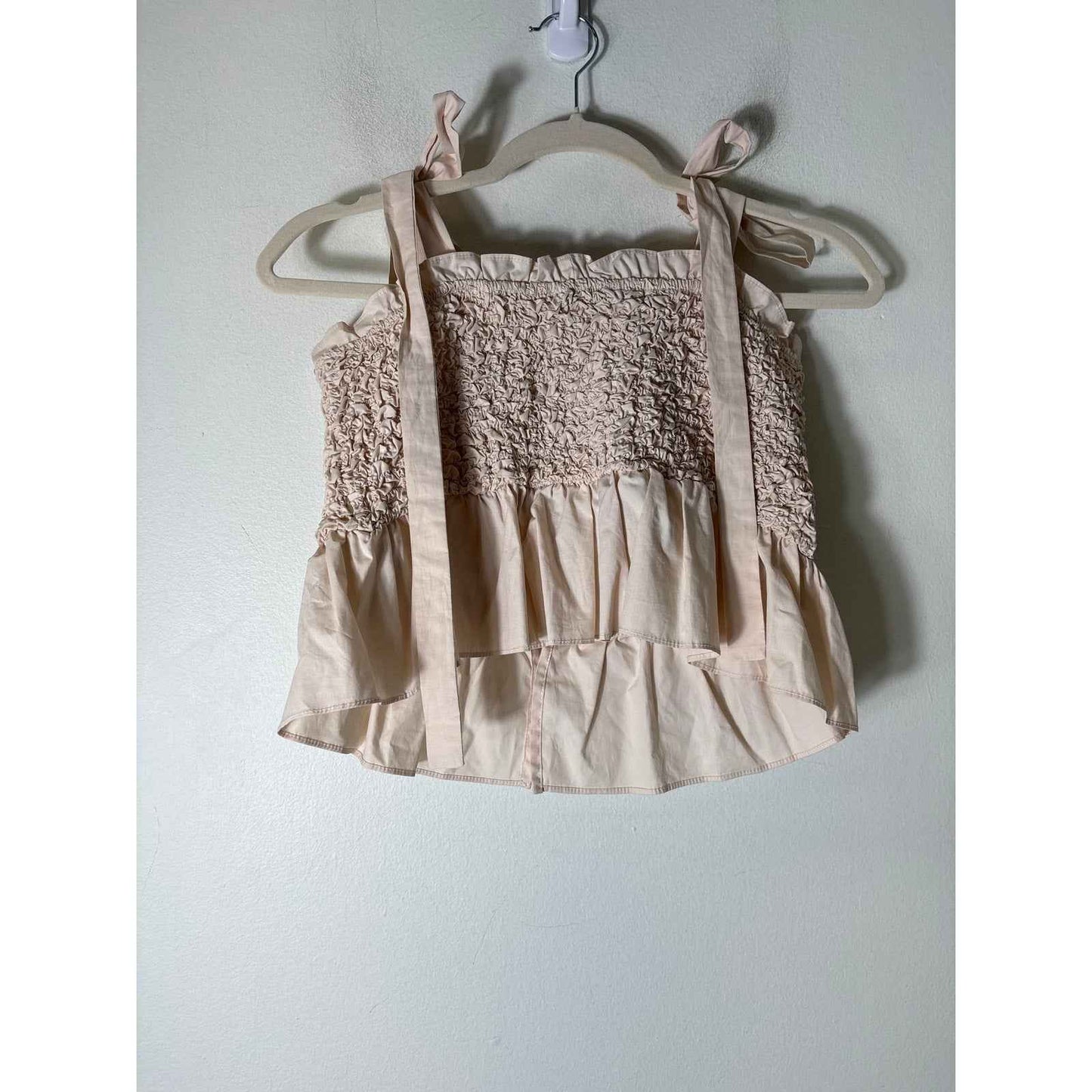 En Saison Cream SMOCKED CAMI Top with Multi-Bow Detailing Sz M