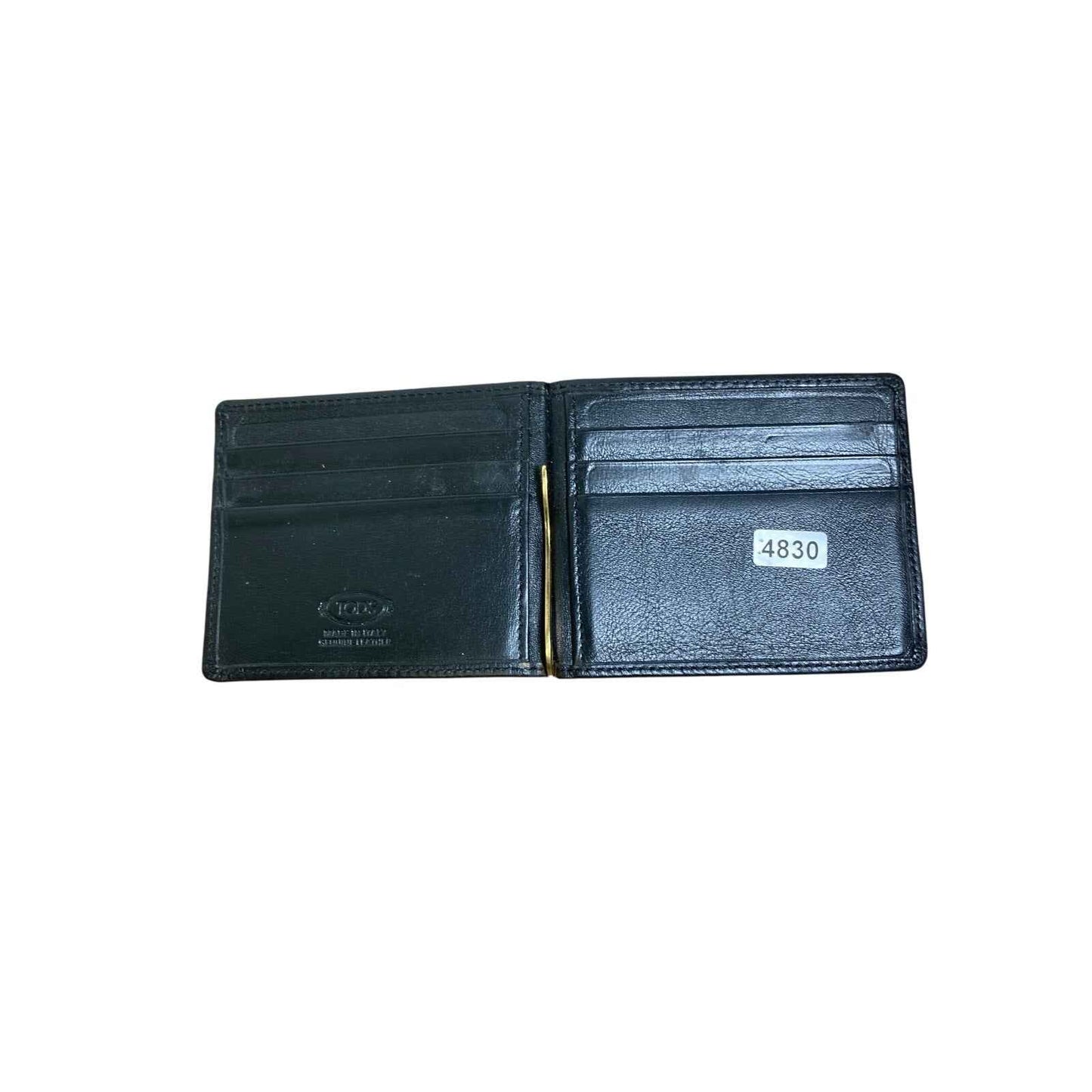 Tod's Black Leather Wallet with Money Clip Inside