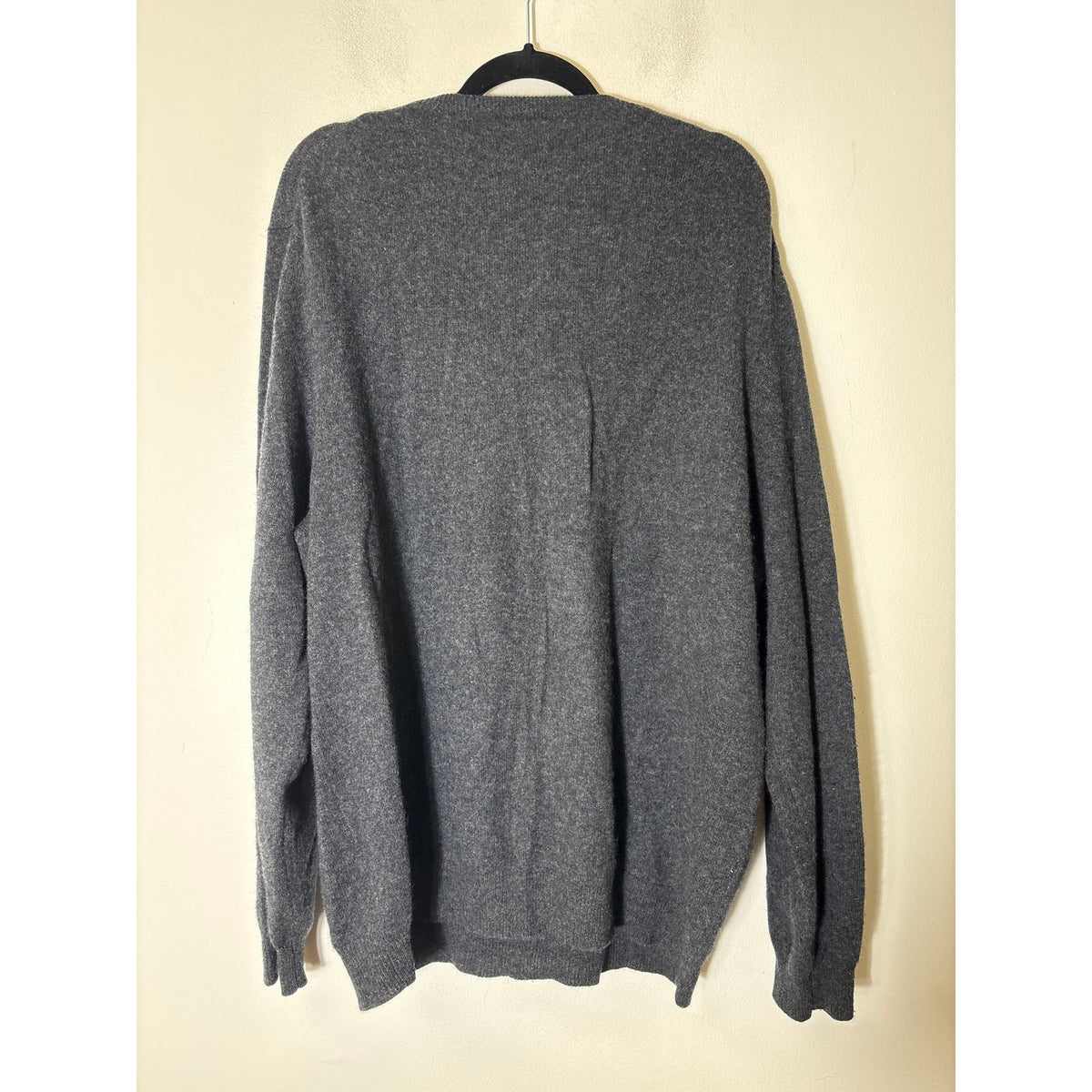 Men's 100% Cashmere Dark Gray Long Sleeve Cashmere Crew Neck Sweater L