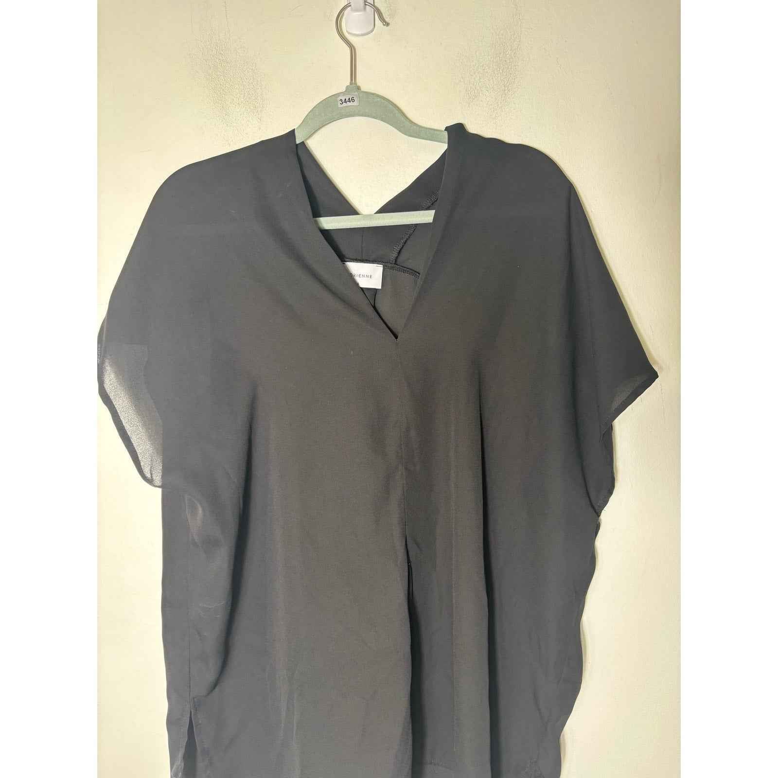 Adreienne Black Short Sleeve Semi Sheer Tunic Sz S