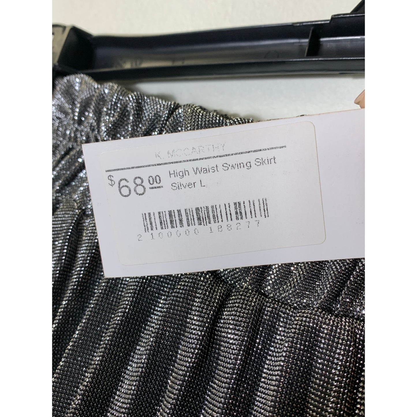 NWT K. McCarthy Silver High Waist Swing Skirt Sz L