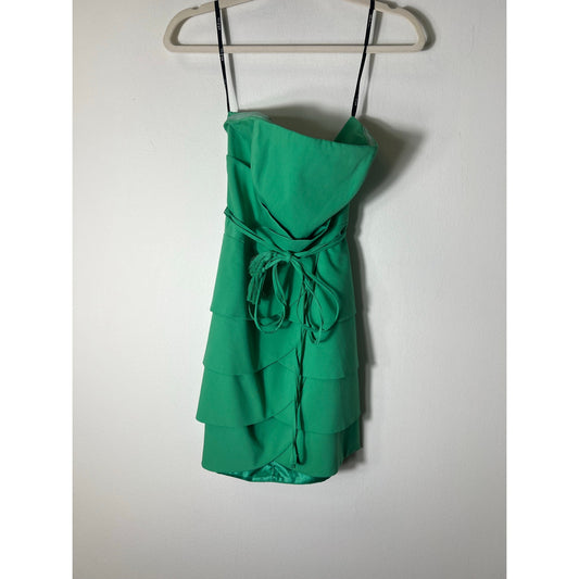 Ark & Co Kelly Green Strapless Layered Bodycon Mini Dress Sz S