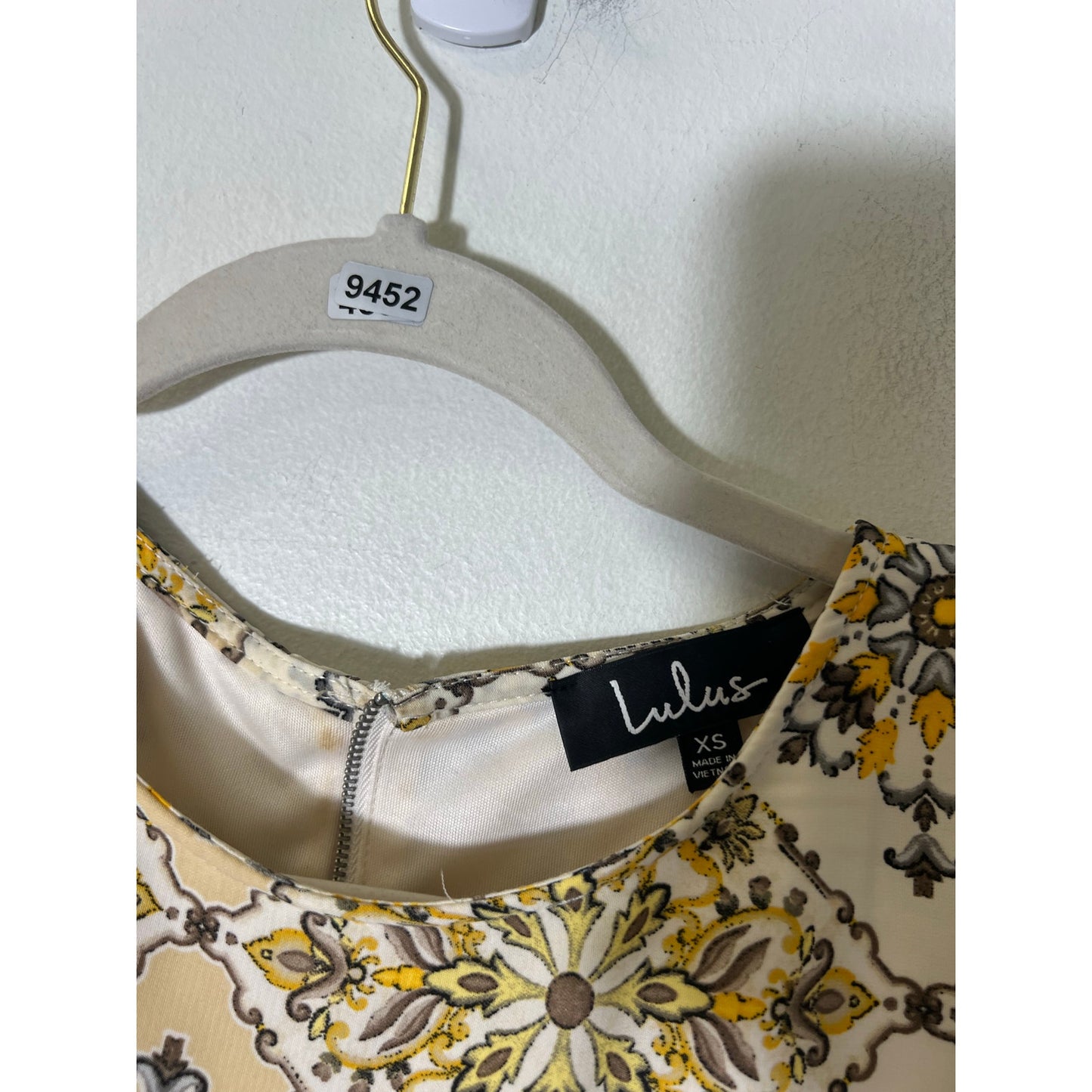 Lulu's Yellow Print Short Sleeve Knee Lenth Dress Sz xs