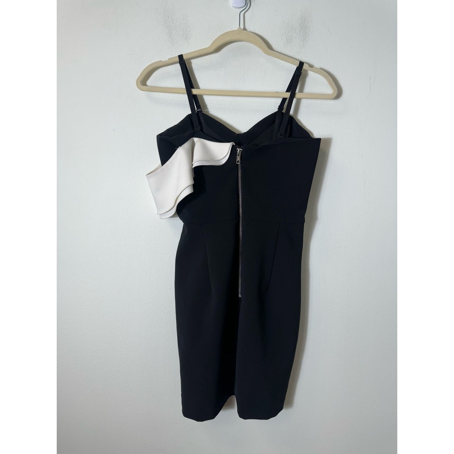 Parker Black White Ruffle Strapless Mini Dress Sz XS