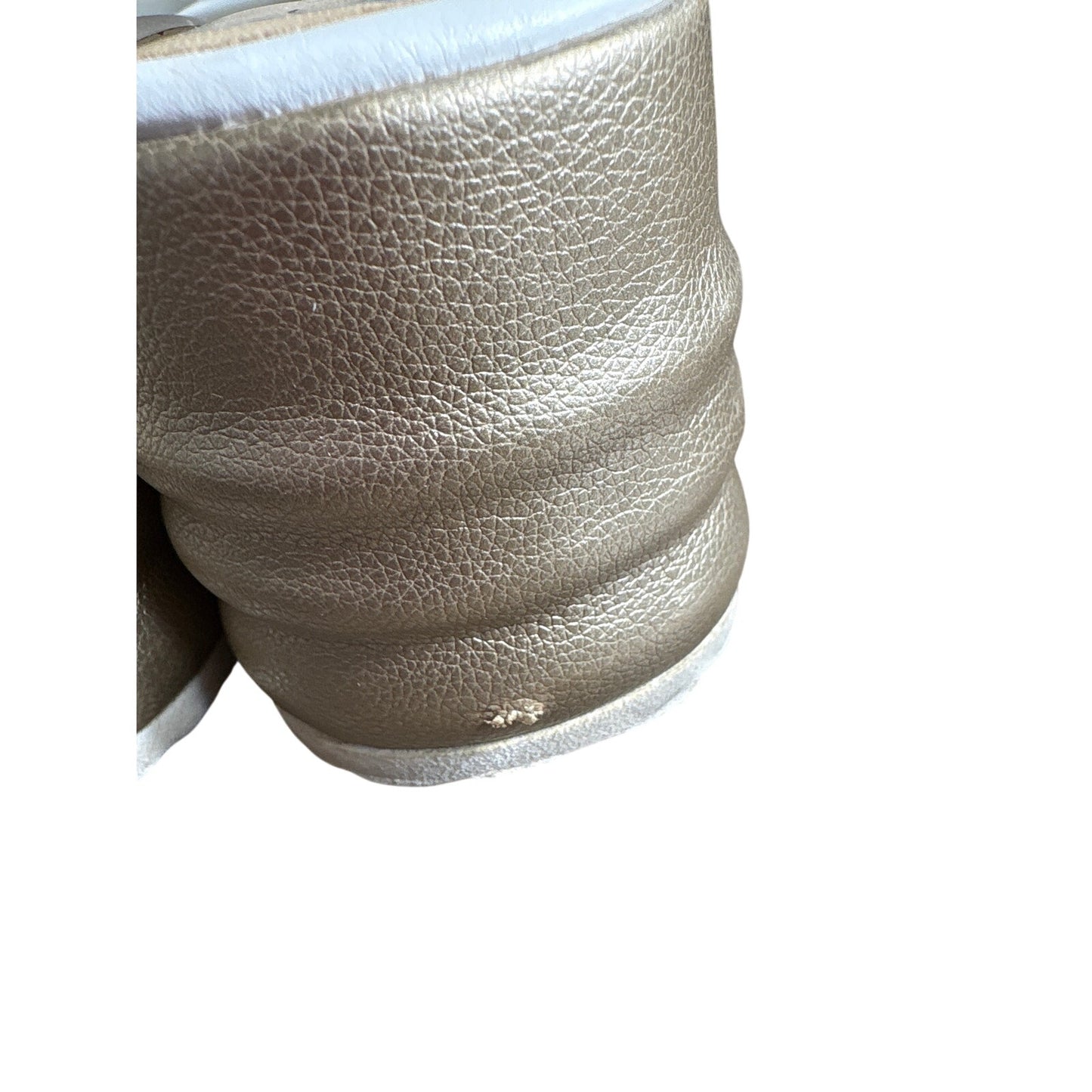 Cordani White Gold Platform Leather Slide Sz 40