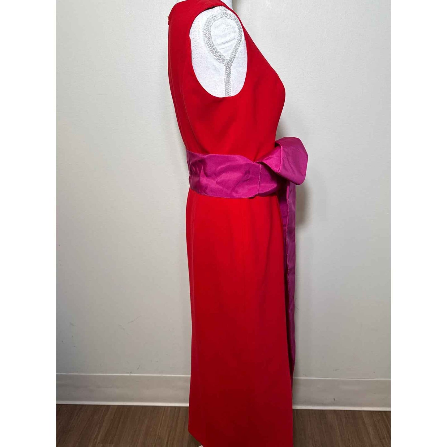 NWT Carolina Herrera Red Bow Detail Cocktail Midi Dress Sz 6